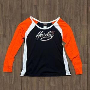 Women’s Wide Neck Harley Davidson Long Sleeve Y2K Style Size 1X